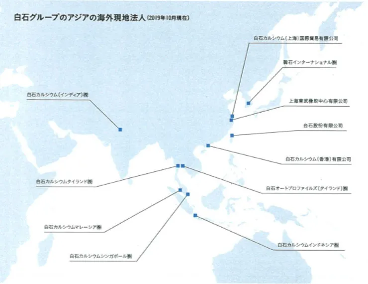 白石カルシウム株式会社 海外現地法人設立のイメージ