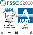 白石工業・富士川工場の食品安全マネジメントの国際FSSC22000認証マーク