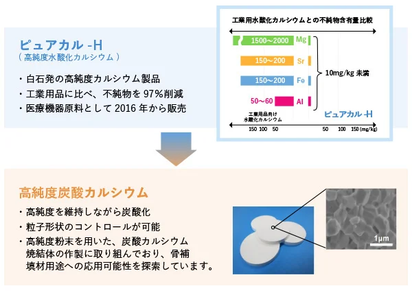 ピュアカル-H（高純度水酸化カルシウム）から高純度炭酸カルシウム