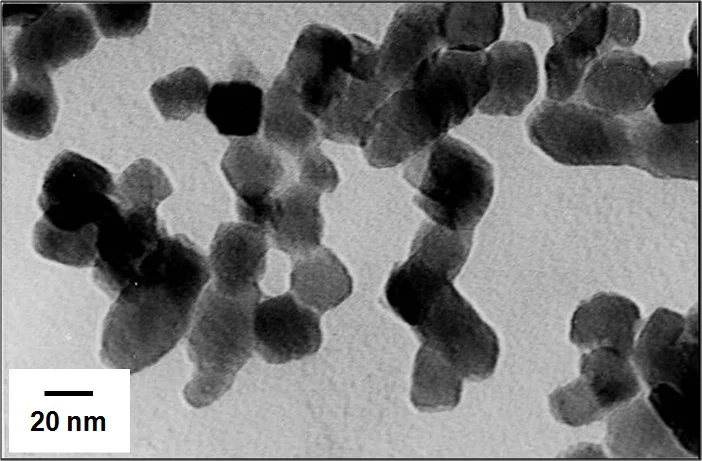 活性化炭酸カルシウム(粒子径20nm)の電子顕微鏡像